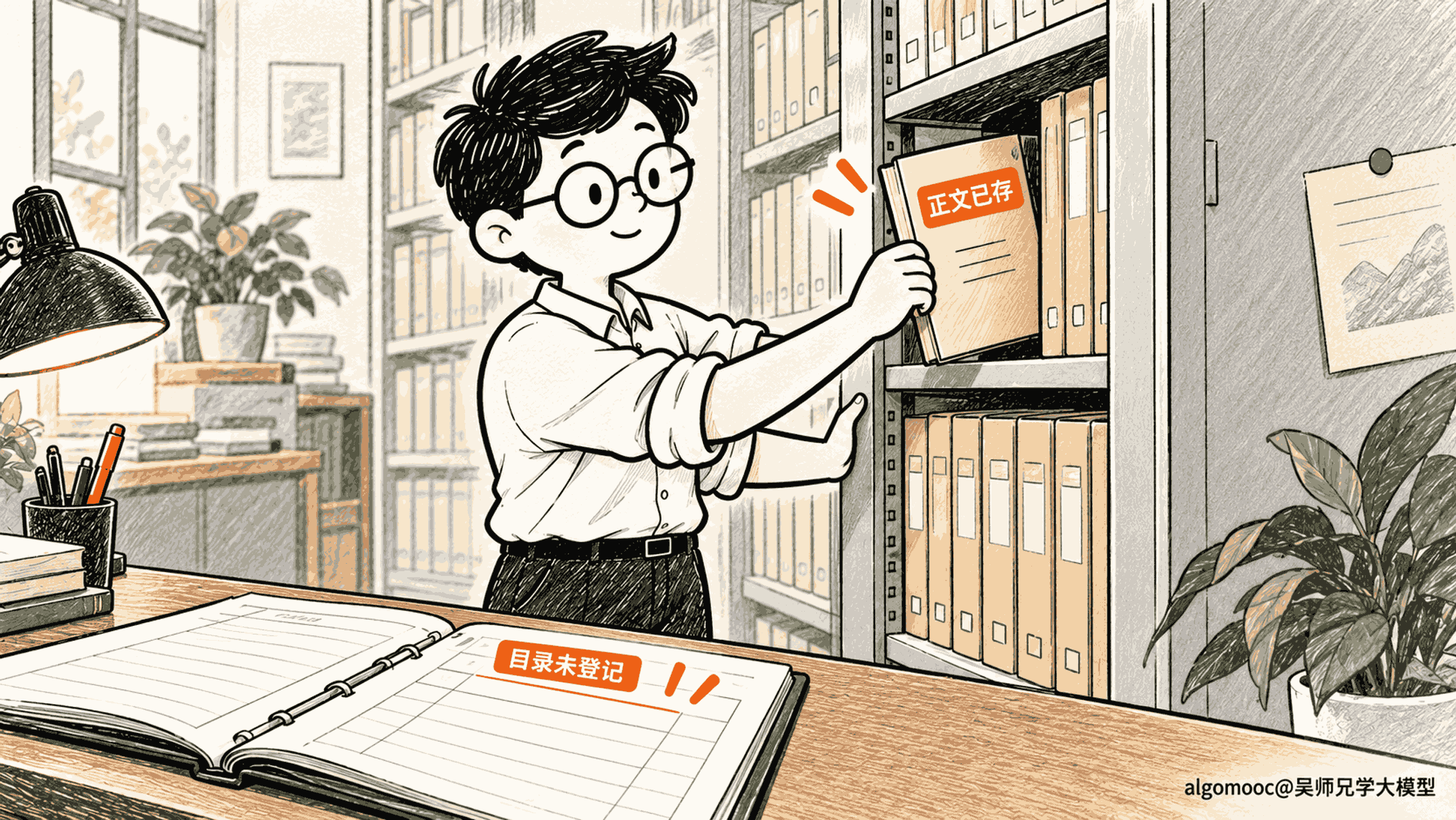 正文已经入柜,目录册还没有登记