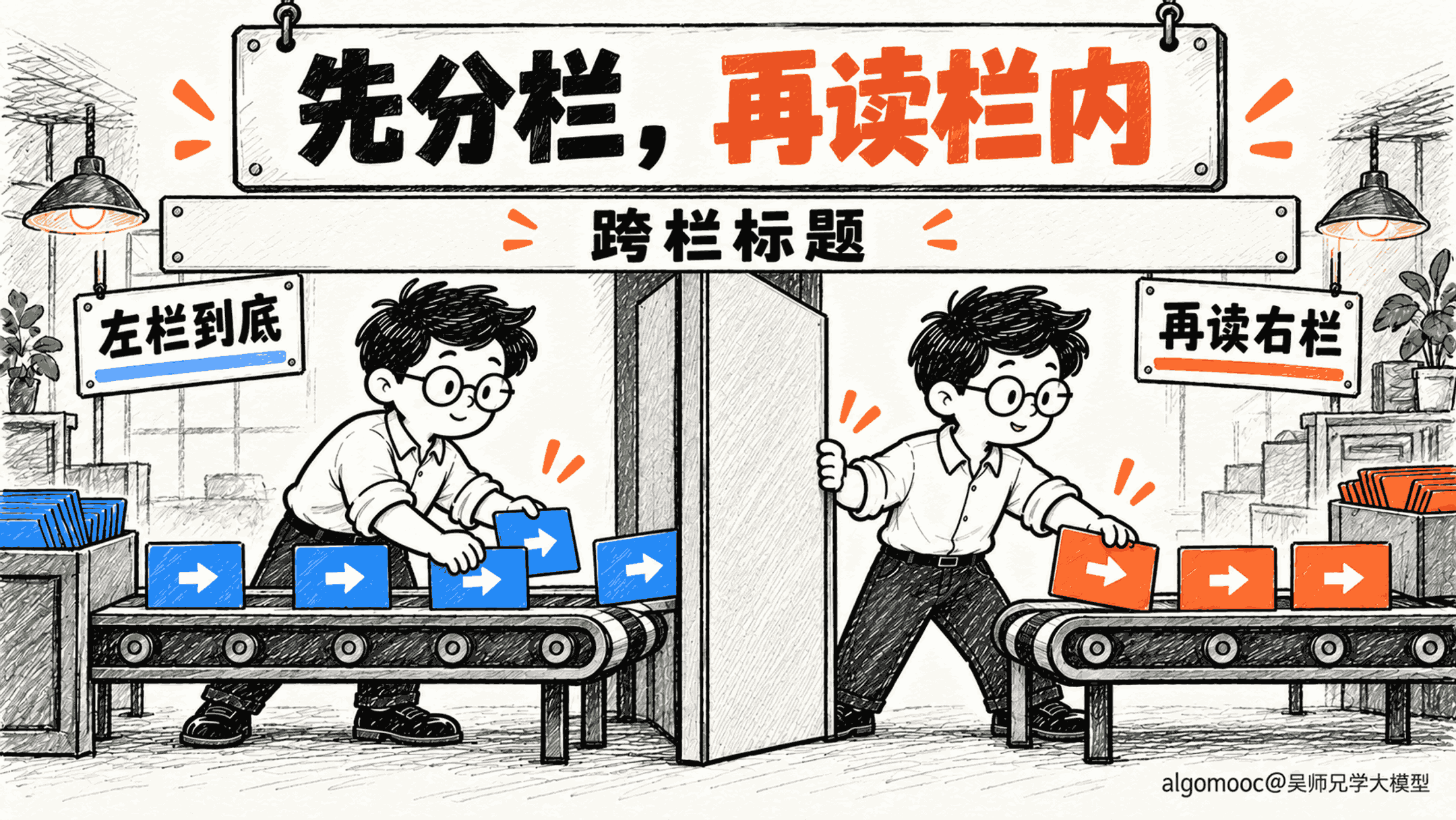 跨栏总标题归整页,独立栏目各自在内部保持顺序