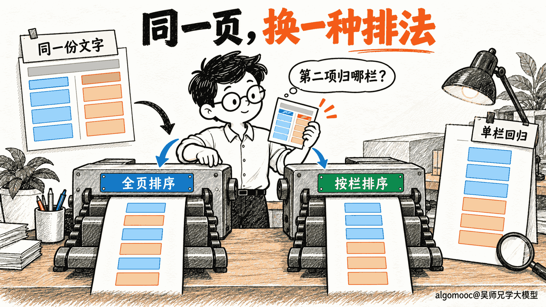 固定九块文字比较栏目关系,再用普通单栏检查回归