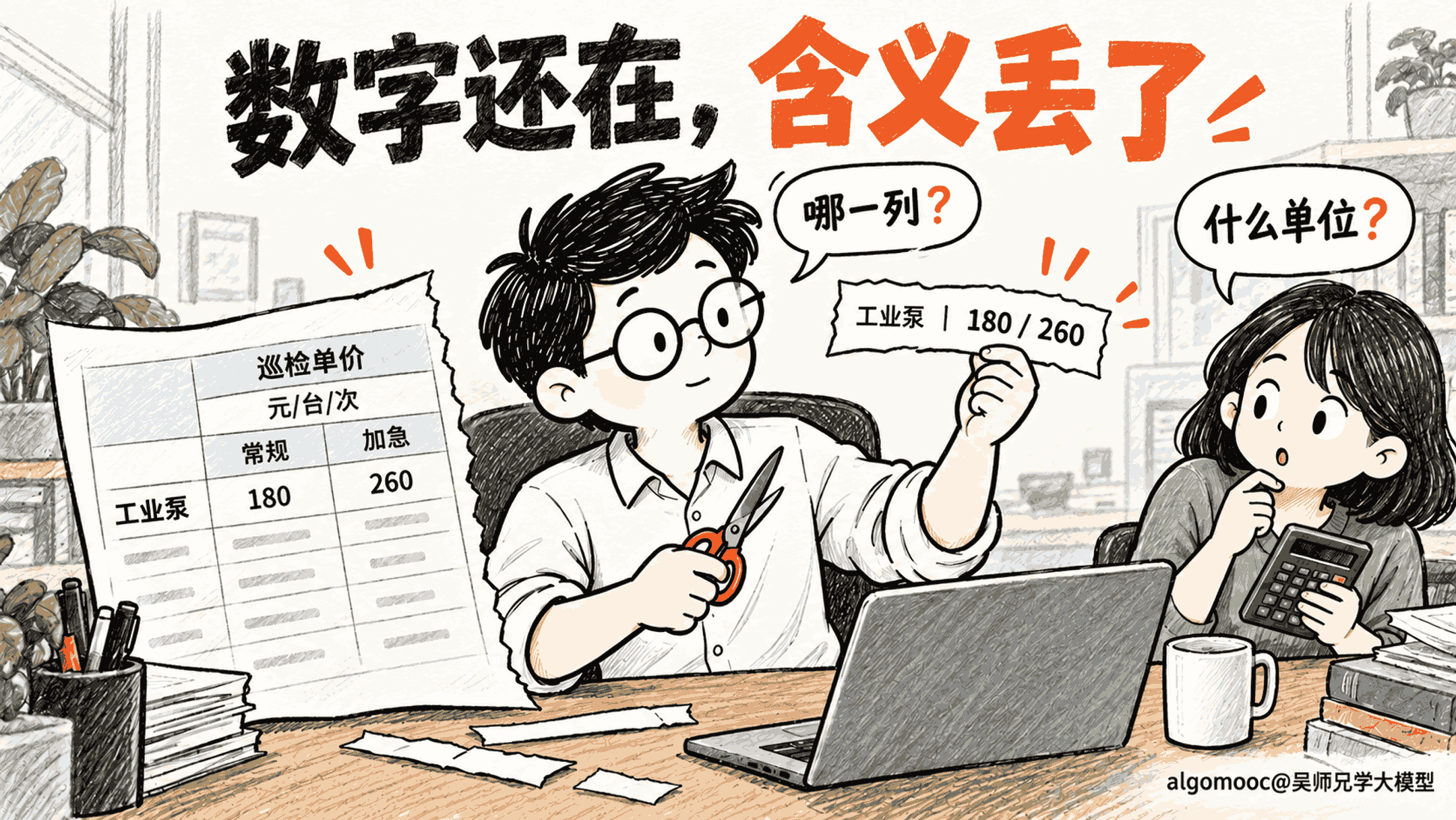 开发者剪开巡检报价表后,工业泵的180和260失去列名与单位