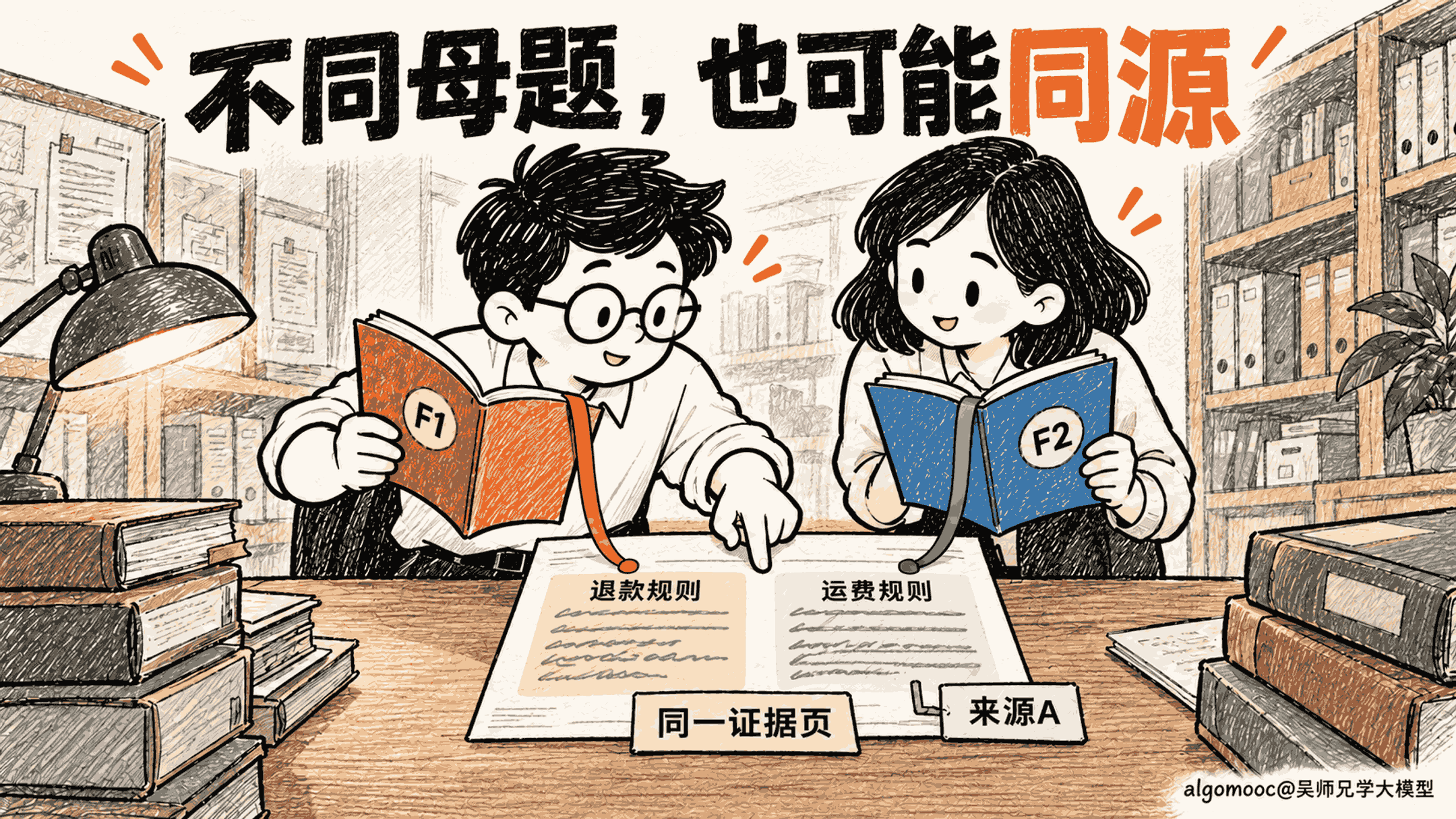 两本不同母题的小册,书签都回到同一张来源A证据页